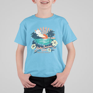 Summer Beach T Shirt For Kid Vintage Aloha Summer 2024 Wailea Hibiscus Flower TS11 Sky Print Your Wear
