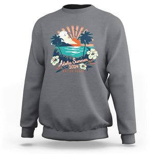 Summer Beach Sweatshirt Vintage Aloha Summer 2024 Wailea Hibiscus Flower TS11 Charcoal Print Your Wear