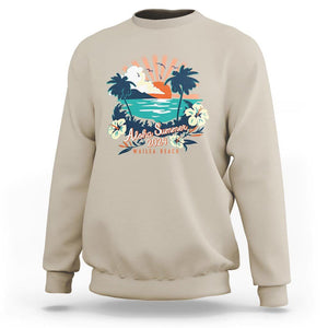 Summer Beach Sweatshirt Vintage Aloha Summer 2024 Wailea Hibiscus Flower TS11 Sand Print Your Wear