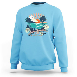 Summer Beach Sweatshirt Vintage Aloha Summer 2024 Wailea Hibiscus Flower TS11 Sky Print Your Wear