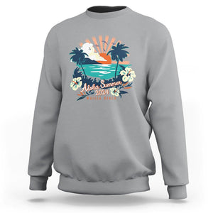 Summer Beach Sweatshirt Vintage Aloha Summer 2024 Wailea Hibiscus Flower TS11 Sport Gray Print Your Wear