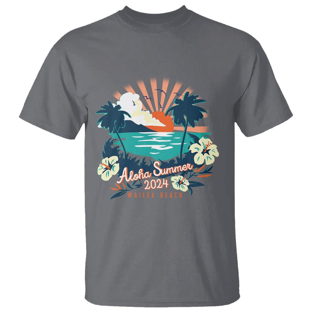 Summer Beach T Shirt Vintage Aloha Summer 2024 Wailea Hibiscus Flower TS11 Charcoal Print Your Wear