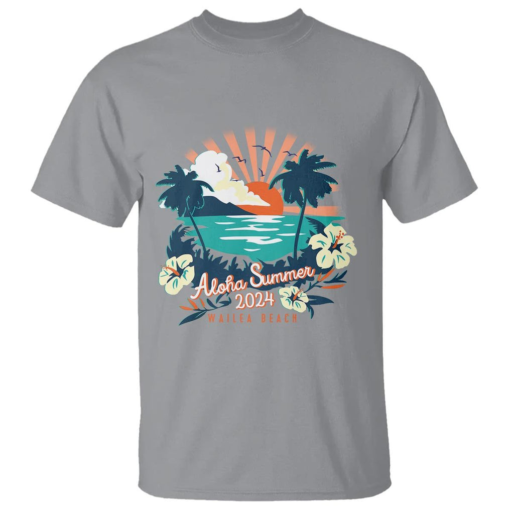 Summer Beach T Shirt Vintage Aloha Summer 2024 Wailea Hibiscus Flower TS11 Sport Gray Print Your Wear