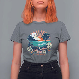 Summer Beach T Shirt For Women Vintage Aloha Summer 2024 Wailea Hibiscus Flower TS11 Charcoal Print Your Wear