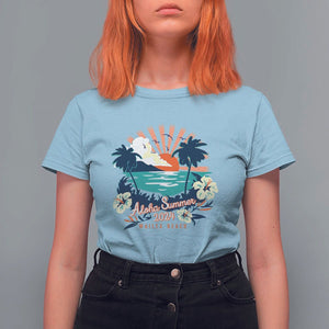 Summer Beach T Shirt For Women Vintage Aloha Summer 2024 Wailea Hibiscus Flower TS11 Light Blue Print Your Wear