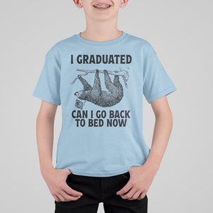 Graduation T Shirt For Kid I Graduated Can I Go Back To Bed Now Cute Sloth TS11 Light Blue Print Your Wear