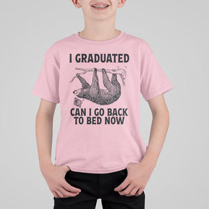 Graduation T Shirt For Kid I Graduated Can I Go Back To Bed Now Cute Sloth TS11 Light Pink Print Your Wear
