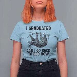 Graduation T Shirt For Women I Graduated Can I Go Back To Bed Now Cute Sloth TS11 Light Blue Print Your Wear