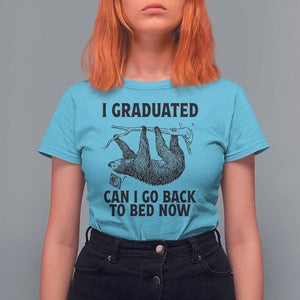 Graduation T Shirt For Women I Graduated Can I Go Back To Bed Now Cute Sloth TS11 Sky Print Your Wear
