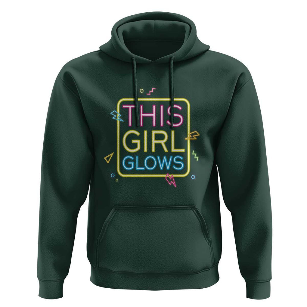 This Girl Glows Hoodie Neon Women Party Night TS11 Dark Forest Green Print Your Wear