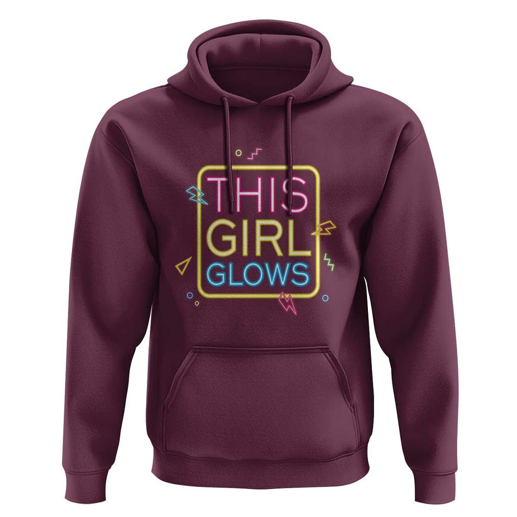 This Girl Glows Hoodie Neon Women Party Night TS11 Maroon Print Your Wear