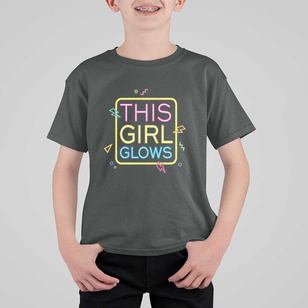 This Girl Glows T Shirt For Kid Neon Women Party Night TS11 Dark Heather Print Your Wear