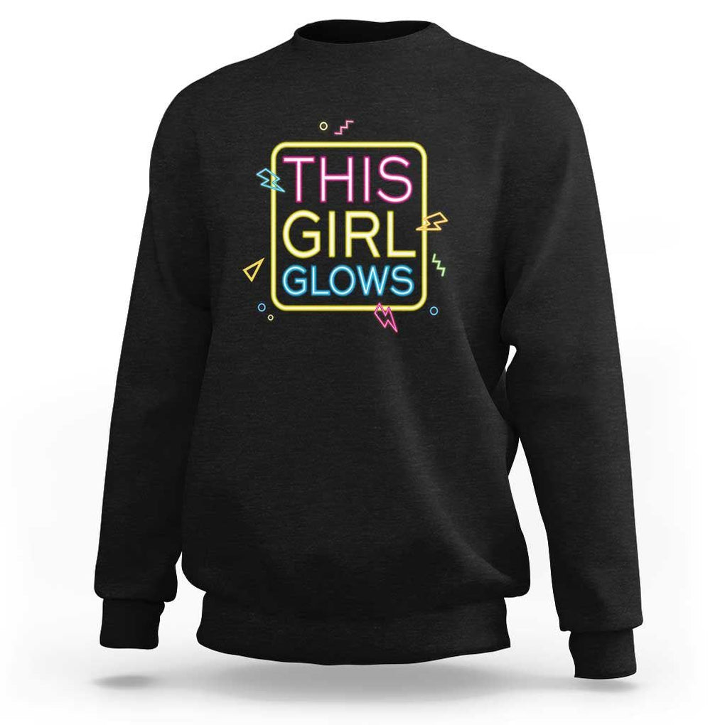 This Girl Glows Sweatshirt Neon Women Party Night TS11 Black Print Your Wear