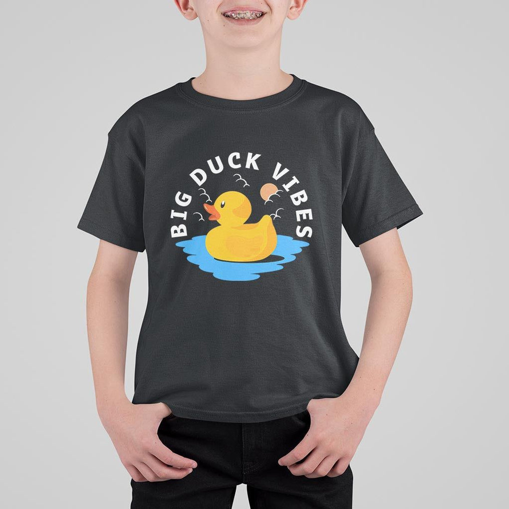 Rubber Ducky T Shirt For Kid Big Duck Vibes Cute Surfing Ocean Waves Summer Vacation TS11 Black Print Your Wear