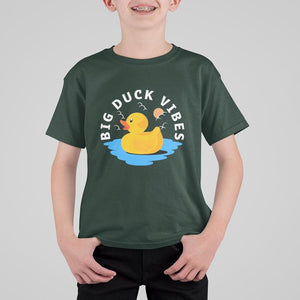 Rubber Ducky T Shirt For Kid Big Duck Vibes Cute Surfing Ocean Waves Summer Vacation TS11 Dark Forest Green Print Your Wear