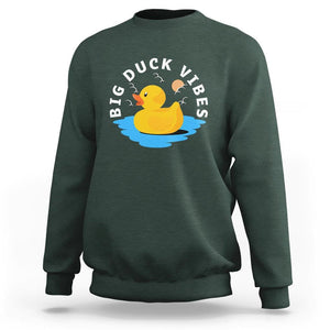 Rubber Ducky Sweatshirt Big Duck Vibes Cute Surfing Ocean Waves Summer Vacation TS11 Dark Forest Green Print Your Wear