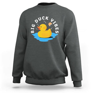 Rubber Ducky Sweatshirt Big Duck Vibes Cute Surfing Ocean Waves Summer Vacation TS11 Dark Heather Print Your Wear