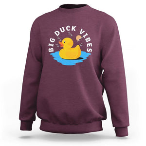 Rubber Ducky Sweatshirt Big Duck Vibes Cute Surfing Ocean Waves Summer Vacation TS11 Maroon Print Your Wear