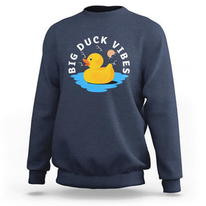 Rubber Ducky Sweatshirt Big Duck Vibes Cute Surfing Ocean Waves Summer Vacation TS11 Navy Print Your Wear