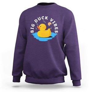 Rubber Ducky Sweatshirt Big Duck Vibes Cute Surfing Ocean Waves Summer Vacation TS11 Purple Print Your Wear
