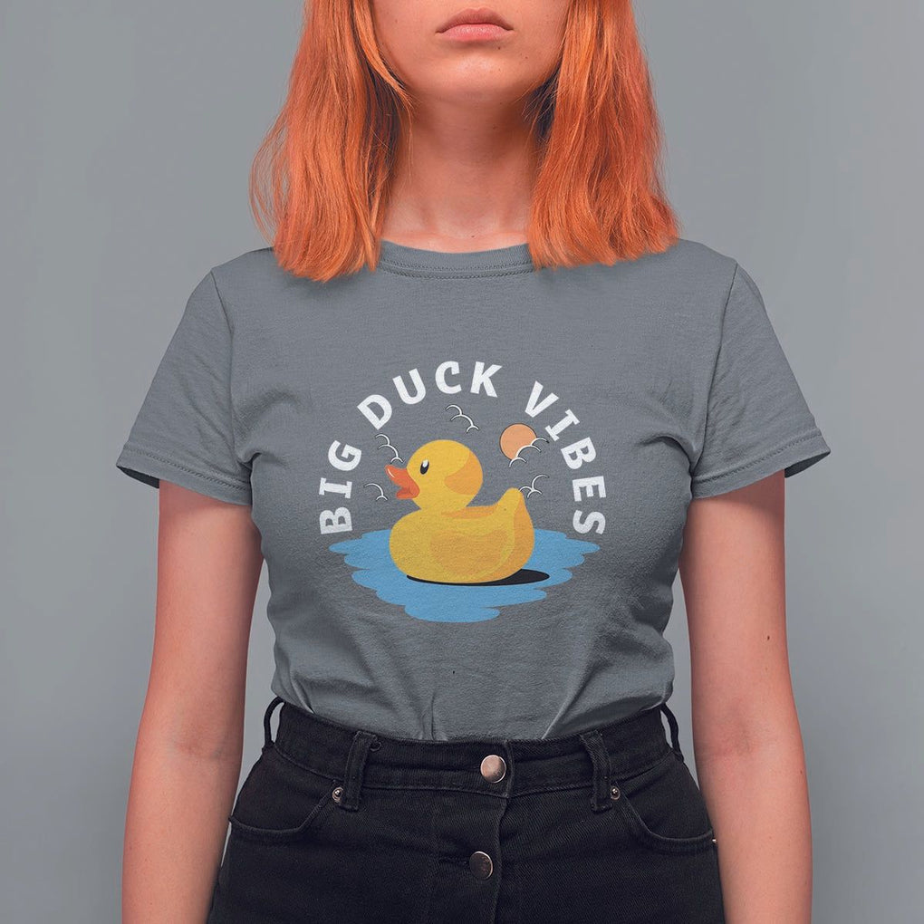 Rubber Ducky T Shirt For Women Big Duck Vibes Cute Surfing Ocean Waves Summer Vacation TS11 Charcoal Print Your Wear