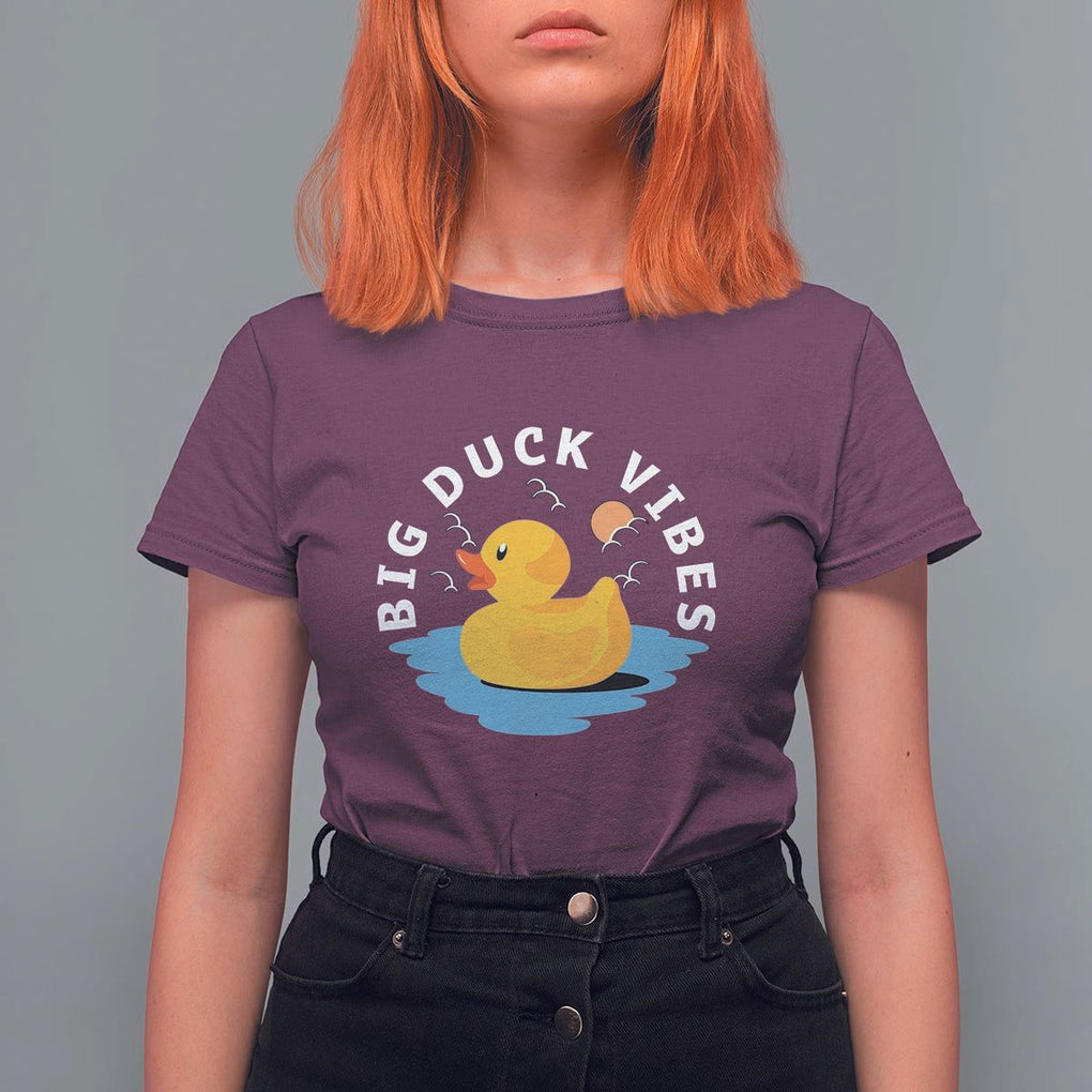 Rubber Ducky T Shirt For Women Big Duck Vibes Cute Surfing Ocean Waves Summer Vacation TS11 Maroon Print Your Wear