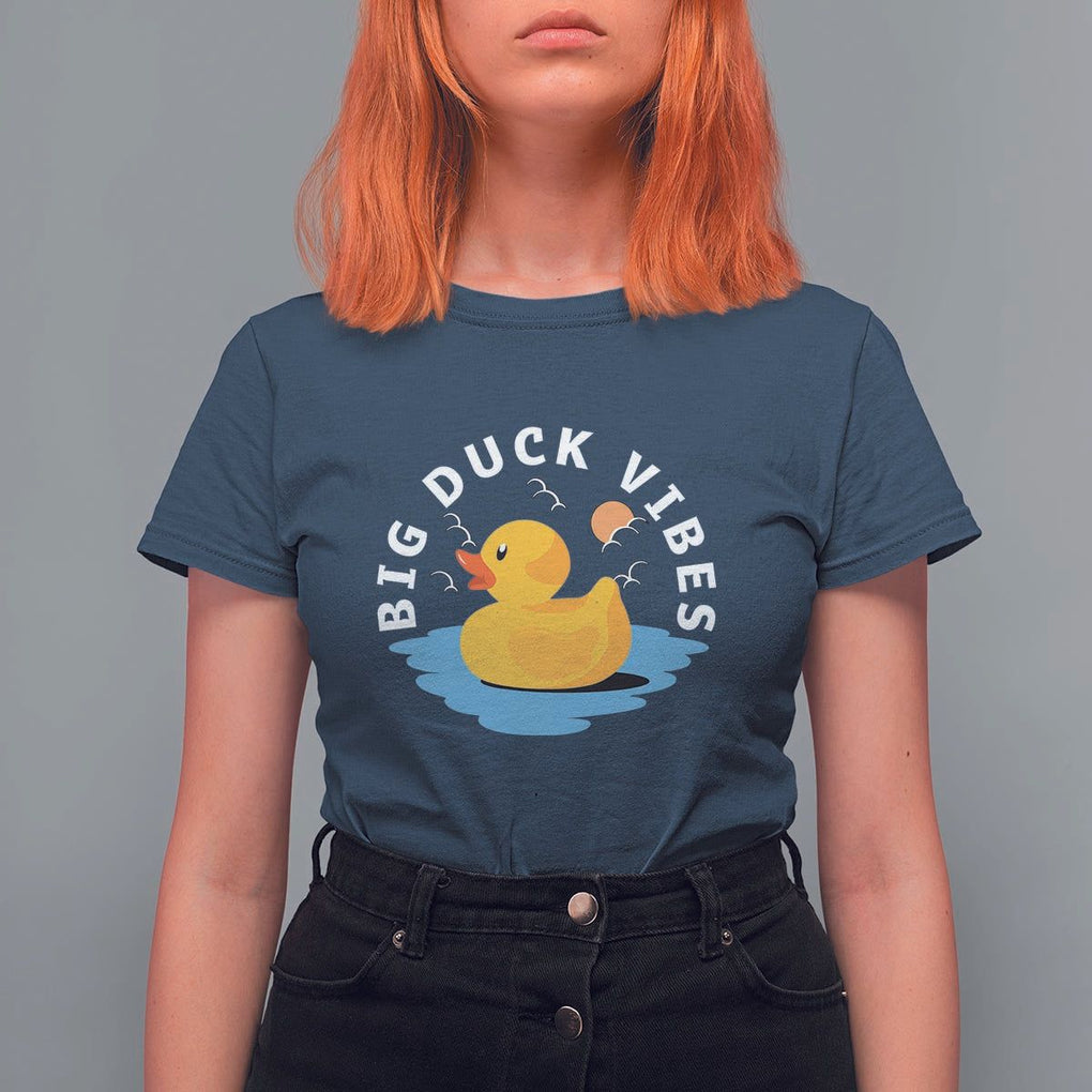 Rubber Ducky T Shirt For Women Big Duck Vibes Cute Surfing Ocean Waves Summer Vacation TS11 Navy Print Your Wear