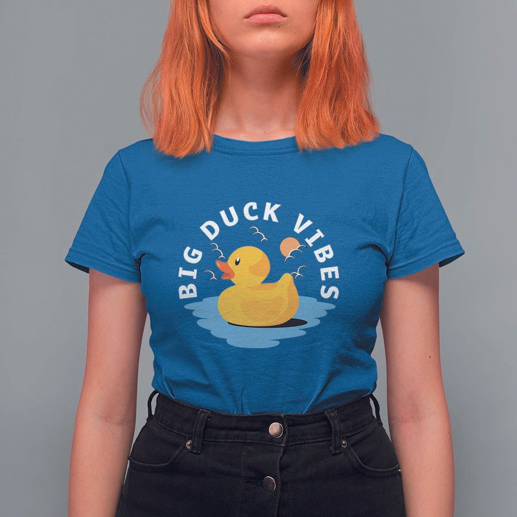 Rubber Ducky T Shirt For Women Big Duck Vibes Cute Surfing Ocean Waves Summer Vacation TS11 Royal Blue Print Your Wear
