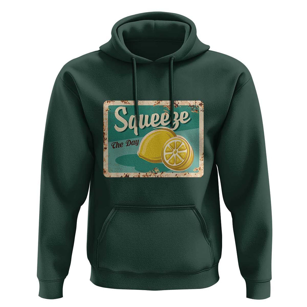 Funny Quote Hoodie Squeeze The Day Vintage Lemon TS11 Dark Forest Green Print Your Wear