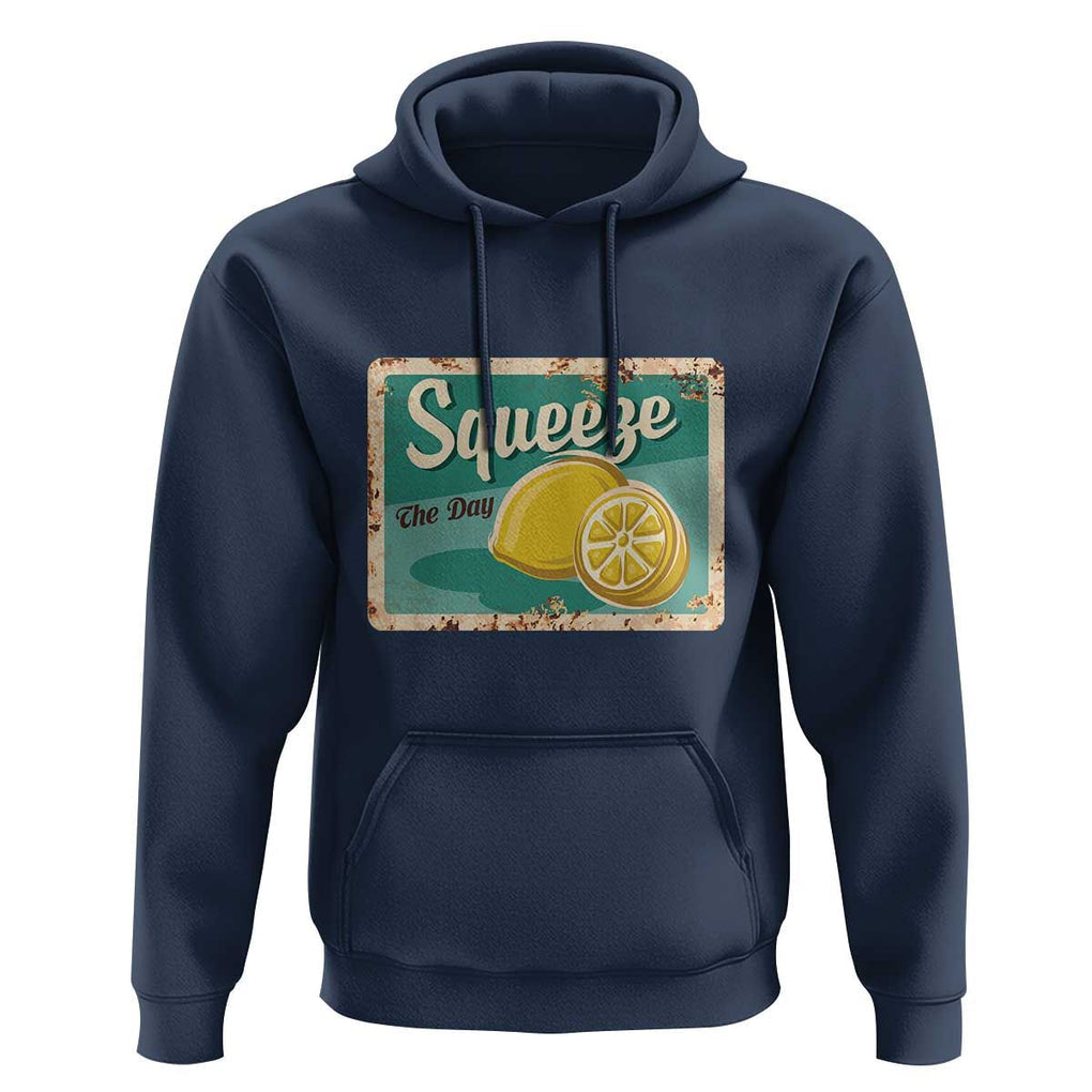 Funny Quote Hoodie Squeeze The Day Vintage Lemon TS11 Navy Print Your Wear