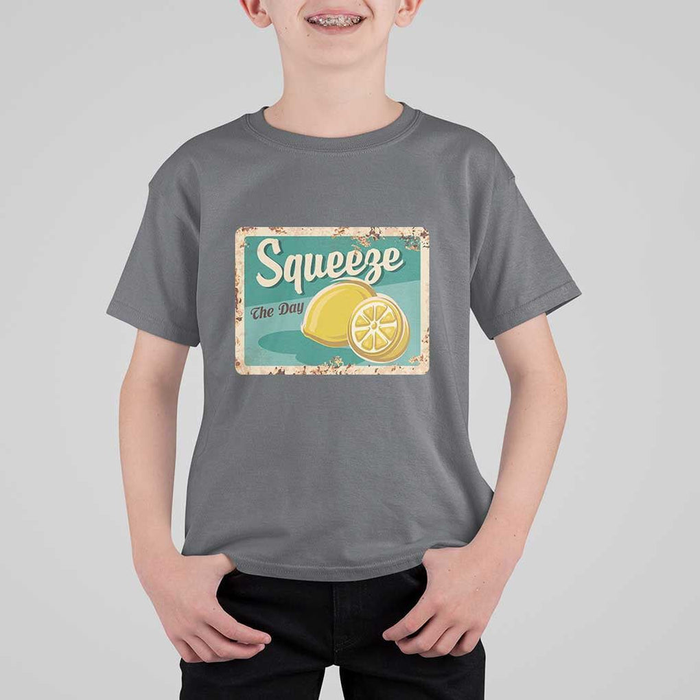 Funny Quote T Shirt For Kid Squeeze The Day Vintage Lemon TS11 Charcoal Print Your Wear