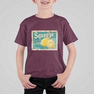 Funny Quote T Shirt For Kid Squeeze The Day Vintage Lemon TS11 Maroon Print Your Wear