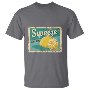 Funny Quote T Shirt Squeeze The Day Vintage Lemon TS11 Charcoal Print Your Wear