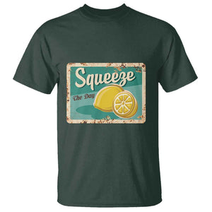 Funny Quote T Shirt Squeeze The Day Vintage Lemon TS11 Dark Forest Green Print Your Wear