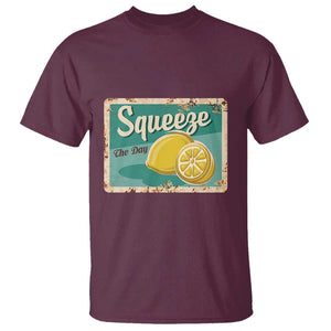 Funny Quote T Shirt Squeeze The Day Vintage Lemon TS11 Maroon Print Your Wear