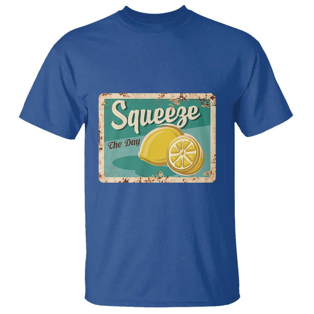 Funny Quote T Shirt Squeeze The Day Vintage Lemon TS11 Royal Blue Print Your Wear