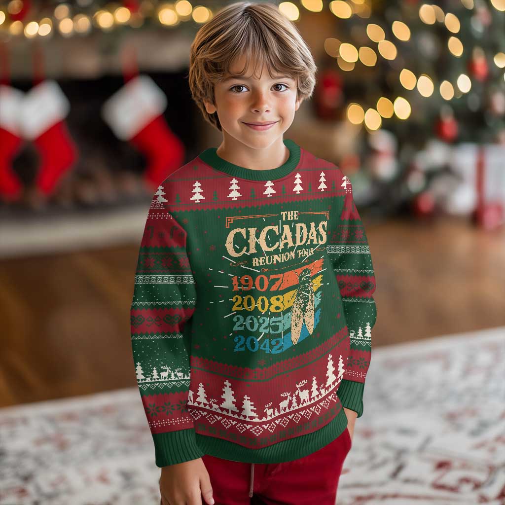 Funny Cicada Brood XIV 2025 Knit Sweatshirt Periodical Cicada Tour 1907 2008 2042 TS11 Christmas Print Your Wear
