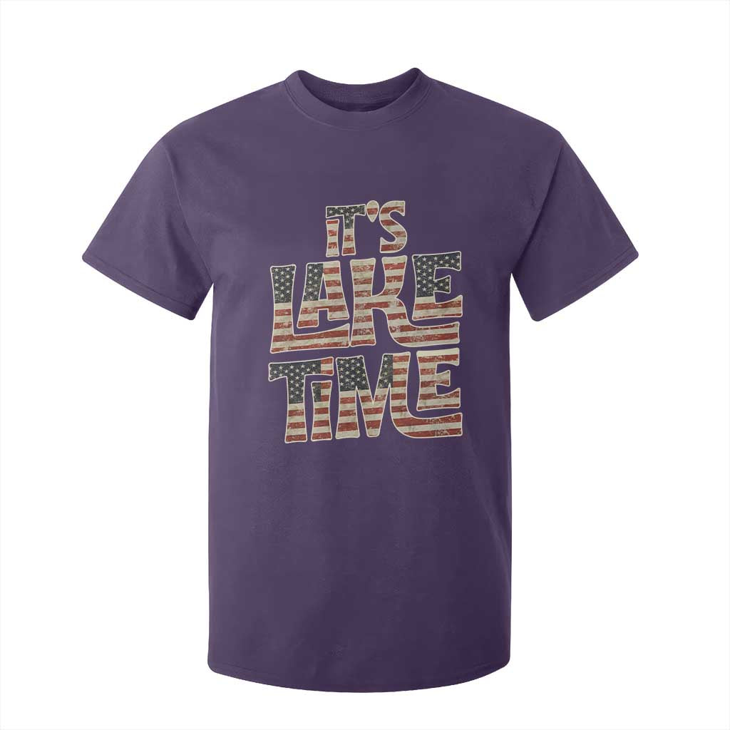 Funny It's Lake Time T Shirt For Kid Patriotic Boater American Flag USA 4th of July TS11 Purple Print Your Wear