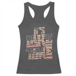 Funny It's Lake Time Racerback Tank Top Patriotic Boater American Flag USA 4th of July TS11 Dark Heather Print Your Wear