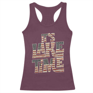Funny It's Lake Time Racerback Tank Top Patriotic Boater American Flag USA 4th of July TS11 Maroon Print Your Wear