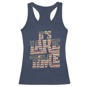 Funny It's Lake Time Racerback Tank Top Patriotic Boater American Flag USA 4th of July TS11 Navy Print Your Wear
