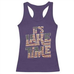 Funny It's Lake Time Racerback Tank Top Patriotic Boater American Flag USA 4th of July TS11 Purple Print Your Wear