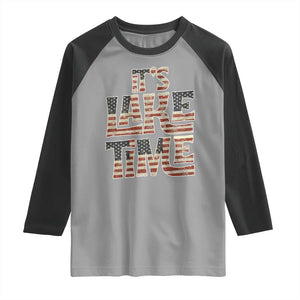 Funny It's Lake Time Raglan Shirt Patriotic Boater American Flag USA 4th of July TS11 Sport Gray Black Print Your Wear