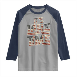 Funny It's Lake Time Raglan Shirt Patriotic Boater American Flag USA 4th of July TS11 Sport Gray Navy Print Your Wear
