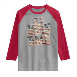 Funny It's Lake Time Raglan Shirt Patriotic Boater American Flag USA 4th of July TS11 Sport Gray Red Print Your Wear