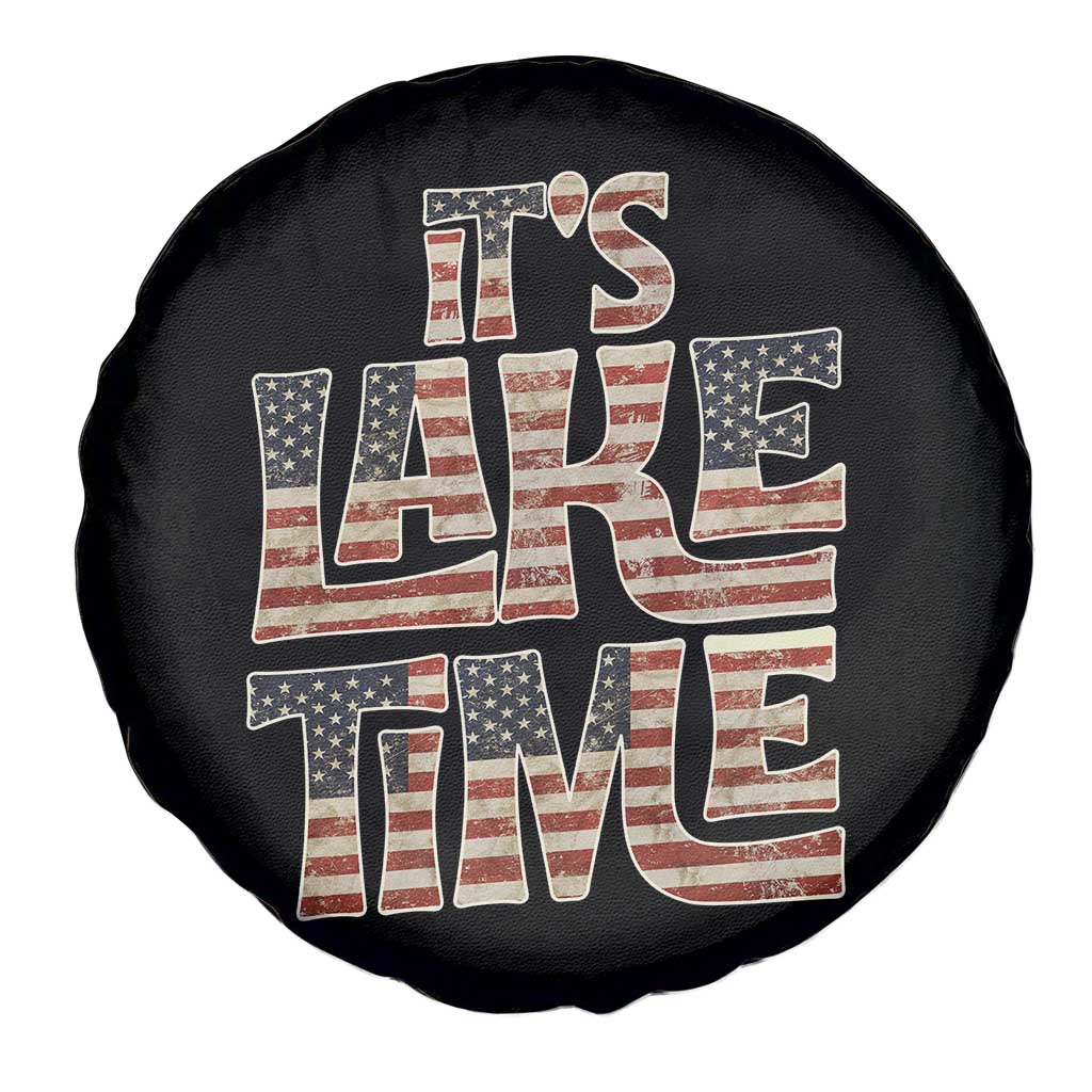 Funny It's Lake Time Spare Tire Cover Patriotic Boater American Flag USA 4th of July TS11 Print Your Wear