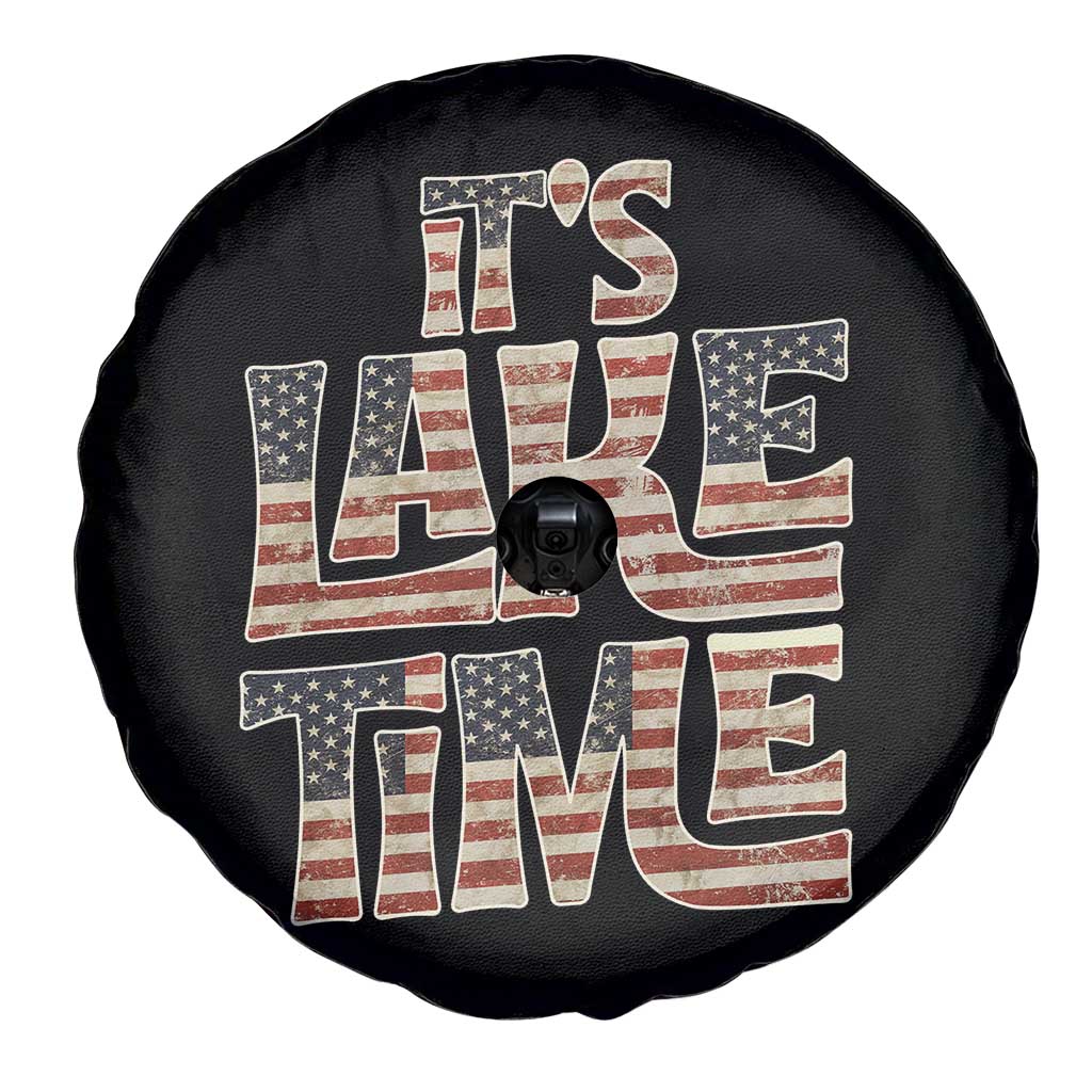 Funny It's Lake Time Spare Tire Cover Patriotic Boater American Flag USA 4th of July TS11 Print Your Wear