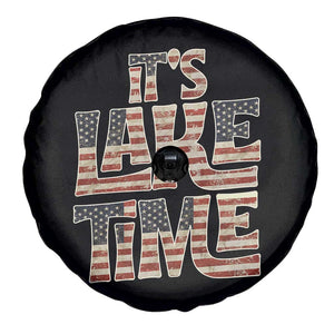 Funny It's Lake Time Spare Tire Cover Patriotic Boater American Flag USA 4th of July TS11 Print Your Wear