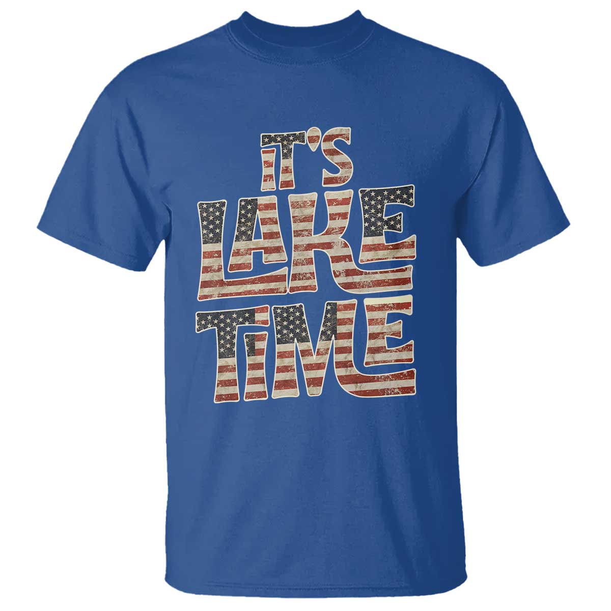 Funny It's Lake Time T Shirt Patriotic Boater American Flag USA 4th of July TS11 Royal Blue Print Your Wear