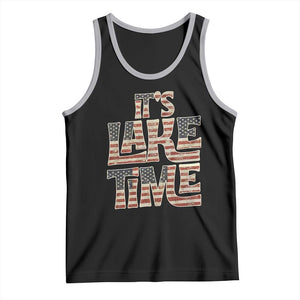 Funny It's Lake Time Tank Top Patriotic Boater American Flag USA 4th of July TS11 Black Athletic Heather Print Your Wear